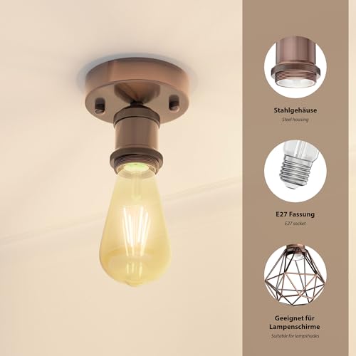 Douille de lampe RETRA ledscom.de en bronze mat luxueux plafonnier E27 design minimaliste - 3