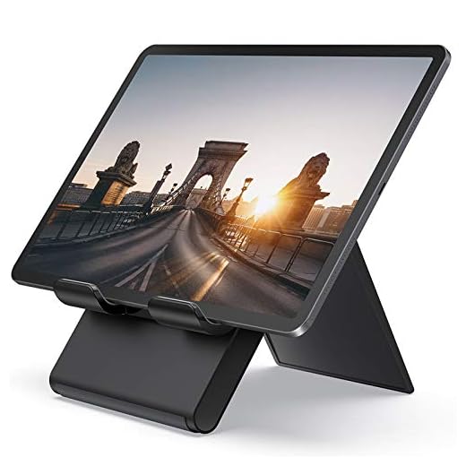 Lamicall Adjustable Tablet Stand Holder - Foldable Desktop Stand Charging Dock for Desk Compatible with iPad Air Mini Pro 9.7,12.9, Phone 11 XS Max XR X Plus S10 S9 S8 Smartphones(4-13”)