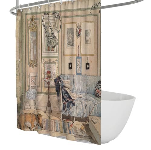 Nordic Style Shower Curtains Cozy Corner Famous Painting Print Bath