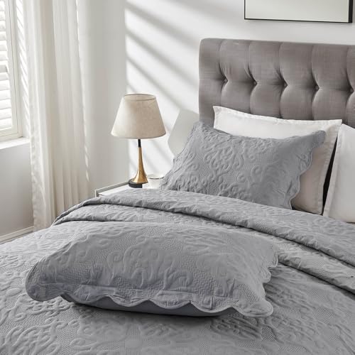 Image of Kingnex Oversized King Bedspreads 128x120 Gray