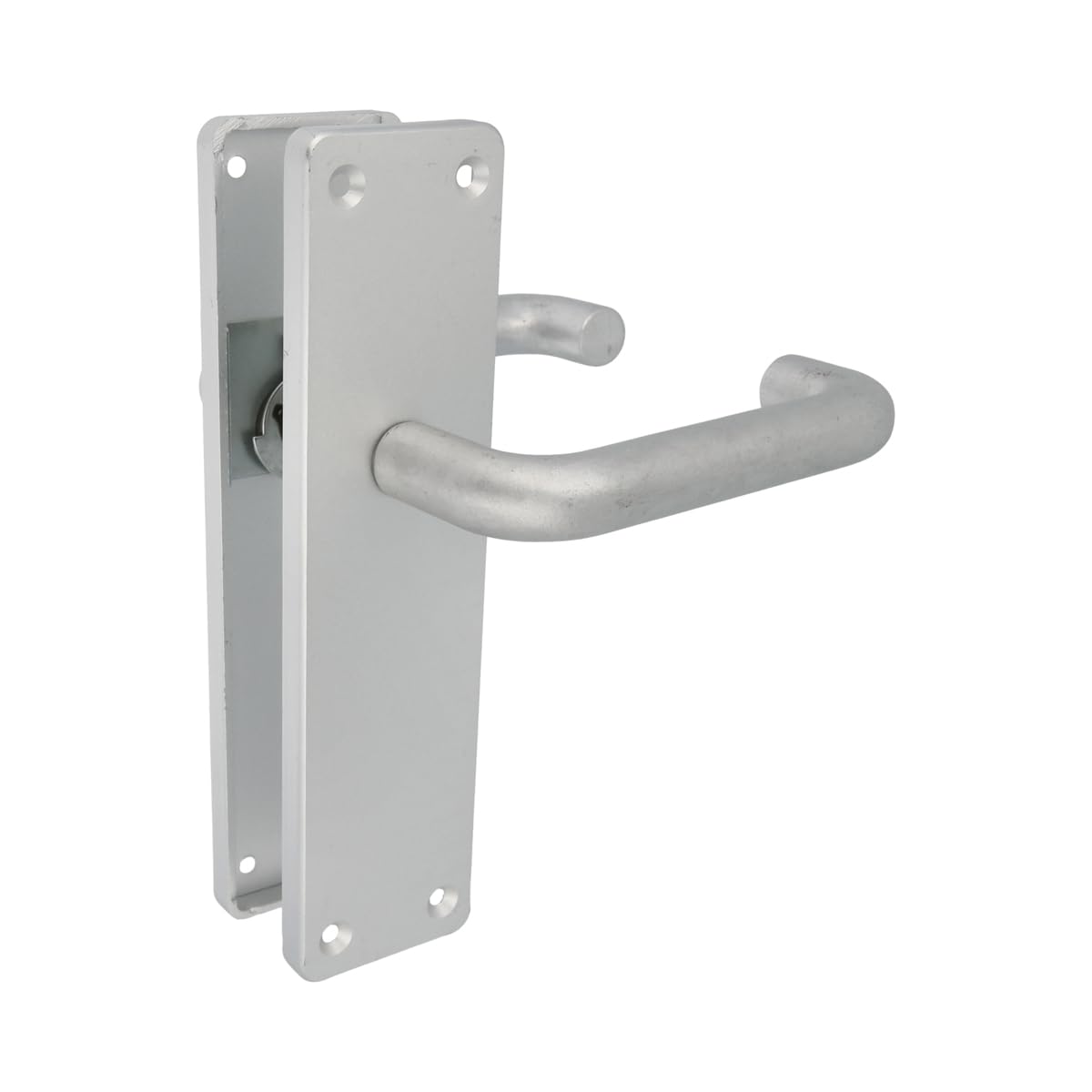 Amig Silver - Door Handle With Plate | Door Handle For Inside Or Outside | Material: Anodised Aluminium | Colour: | Dimensions: 222 X 55 X 10 Mm