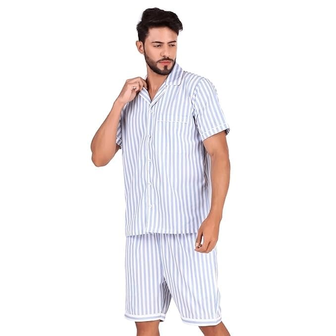 Men's Cotton button-up shirt and shorts | Summer Loungewear | Relaxed fit two-piece set | Lightweight lounge set | Co-Ords Set