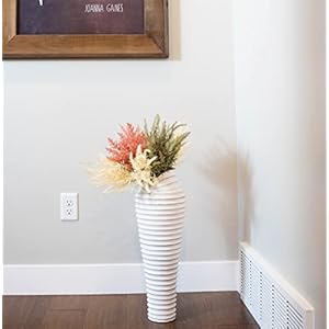 Walbrook Large Floor Vase 23″ – Decorative, White, Pampas Grass, Big, Floor Decor
