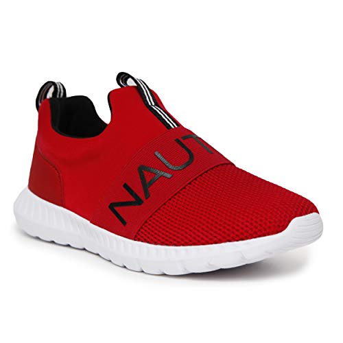 Nautica Kids Youth Athletic Fashion Sneaker Running Shoe Slip On- Boy - Girl Little Kid Big Kid-Canvey Youth-Red Solid-13