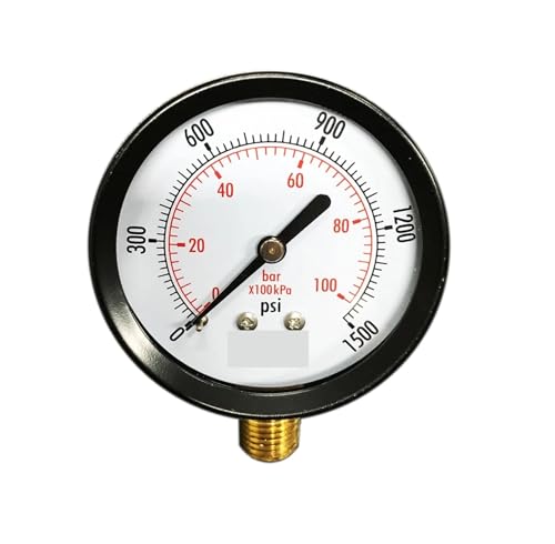 Manomètre de pression 0-1500 PSI en acier noir robuste et fiable