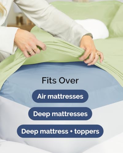 Image of CGK Linens 2 Pack Extra Deep Twin XL Fitted Sheets - Light Sage Green