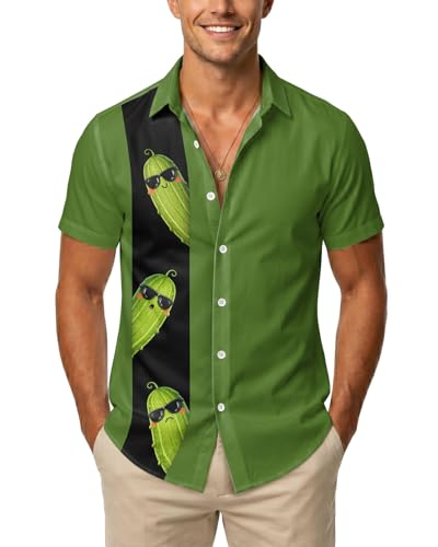 Image of 99TIMORO Funny Film Summer Button Down Shirt Men Short Sleeve Top | Movie Character Hawaiian Shirts for Men Lightweight Breathable Beach Vacation Business Casual Summer Gifts Classic Fit