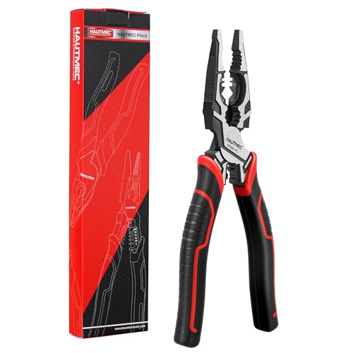 Image of HAUTMEC Pro Wire Stripper Tool 8 inch Multifunctional Combination Linesman Pliers Cable Cutter Wire Strippers Electrical Terminal Crimping Tool Clamping Spanner High leverage Eccentric Design HT0321