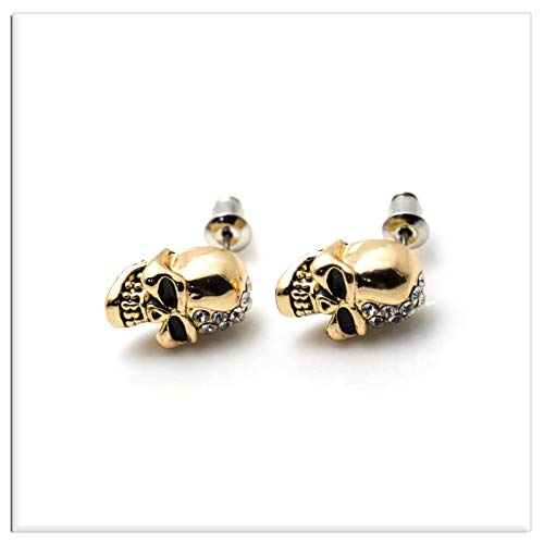Xusamss Punk Body Piercing Earrings Crystal Skull Stud Earrings #TOP3