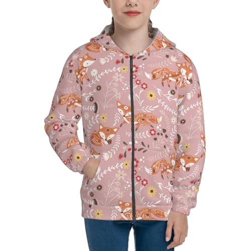 Beautiful Fox Kid Hoodies Boys Zip Up Sweatshirts Girls Pullover with Pocket3