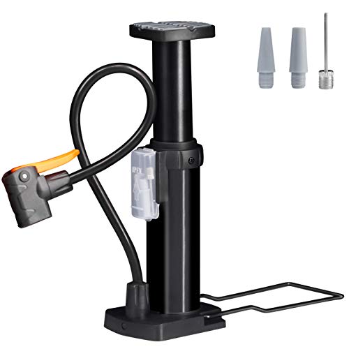 NewDoar Bike Foot Pump Portable Mini Bike Floor Pump Tire&Air Pump Compatible Universal Presta & Schrader Valve(Black)