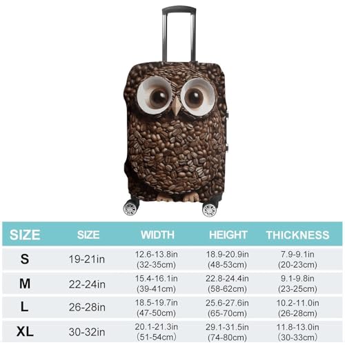 Coffee Bean Owl Printed Luggage Cover Protector, Fits 18-32 Inch Luggage2