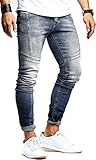 Leif Nelson Herren Jeans Hose Stretch Slim Fit Denim Schwarze Lange Blaue Jeanshose für Männer Jungen weiße Freizeithose Blaue Cargo Chino Sommer Winter Basic LN9920 W36L32 Blau