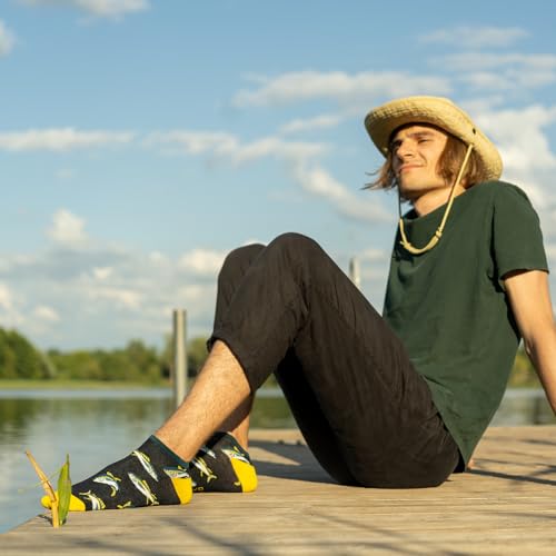 Angler Socks Men Funny Women Gifts Mens Cotton Sock Funky Ladies Gift Men's Presents Fish 7.5-11.53