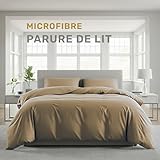 Lavea® Parure de lit en Microfibre avec Housse de Couette 220x240 + 2 taies d’Oreiller 80x80 cm – Douce, Respirante et certifiée Oeko‑TEX – Sable