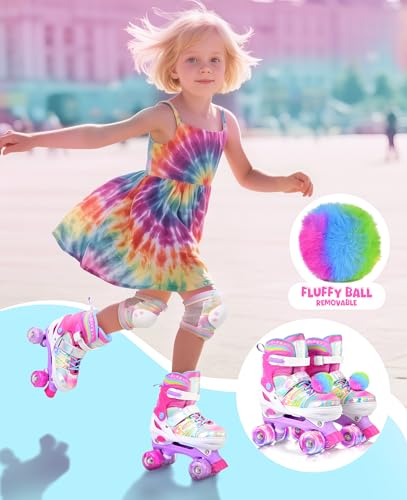 SULIFEEL Rainbow Tie-Dye Adjustable Roller Skates
