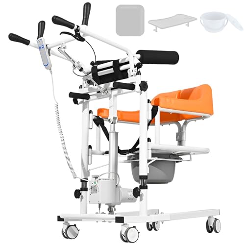 Silla elevadora hidráulica eléctrica para pacientes, ayuda de movilidad multifuncional para ancianos y discapacitados con orinal desmontable