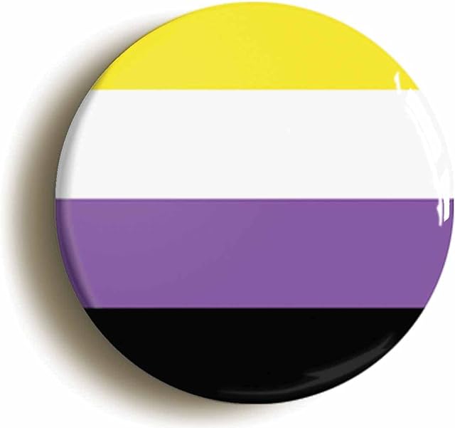 Ozorath NONBINARY FLAG BADGE BUTTON PIN (Size is 1inch/25mm diameter) LGBTQ PRIDE