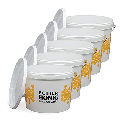 Der Wabenprofi Honigeimer weiß mit Deckel und Bügel - 12,5 kg - 5 Stück - lebensmittelecht Cover