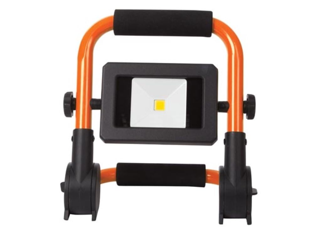 Perel Przenośna lampa robocza LED 10 W 1000 lumen 4000 K neutralna biel IP64 z regulowanym uchwytem i miękką rękojeścią do użytku wewnątrz i na zewnątrz