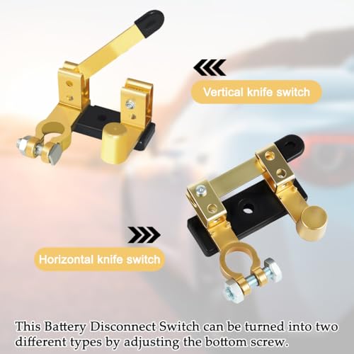 Image of STHIRA Car Battery Shut-Off Switch, Battery Disconnect Blade Switch, Pure Copper Terminal Isolator Cut-Off for 12V /24V Vehicles, RVs, Boats, Trucks, and Off-Road Applications