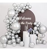 Metallic Silver Latex Balloons, 125 PCS Assorted Sizes 18 inch, 12 inch, 10 inch, 5 inch - Great ...
