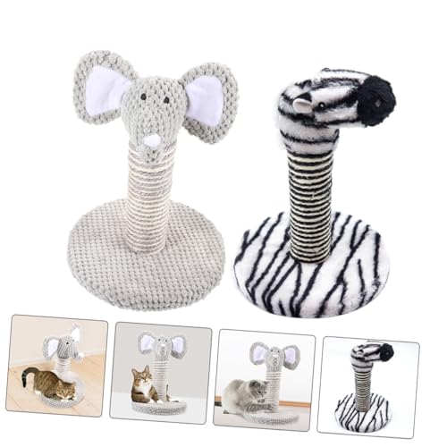 Poste rascador para gatos con diseño elefante y cebra miniatura 4