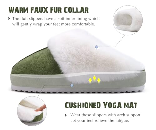 Image of KuaiLu Womens House Platform Slippers Warm Faux Suede Fuzzy Thick Cushioned Yoga Foam Shoes Ladies Slipper Home Lightweight Slip on Indoor Outdoor Non-Slip Hard Sole