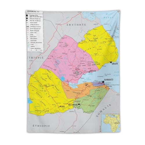 Dji-bouti – Affiches de carte du monde – Tapisserie – Décoration murale cadeau, salon, chambre à coucher – 76,2 x 101,6 cm