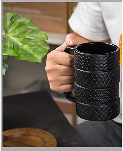 NEWBEER Tire Mug Car Wheel Cup for Coffee Tea Drinks Ceramics Tyre Cup Funny Gift Black 5 * 3 * 3inch 13.5oz