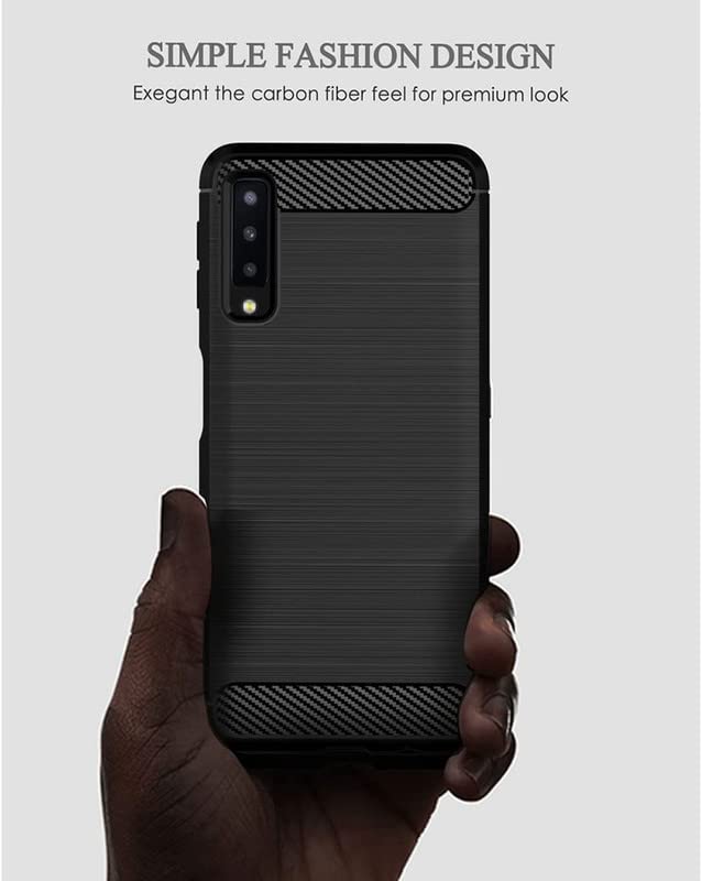 Image of NPRC Hybrid Ultra Slim Protective Case TPU Non-Slip Carbon Fiber Texture Shockproof Case Cover for Samsung Galaxy A7 2018 - Blue