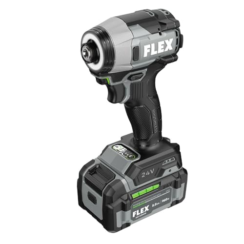 Image of FLEX 24V Brushless Cordless 1 /4-Inch 2,500 In-Lbs One-Touch Hex Impact Driver Multi-Mode Kit with 5.0Ah Lithium Batteries and 160W Fast Charger - FX1372A-2C