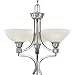 Progress Lighting P4180-09 Three-Light Chandelier with Swirled Alabaster Glass and Square Arm Tubing and Cast Accents, Brushed Nickel
