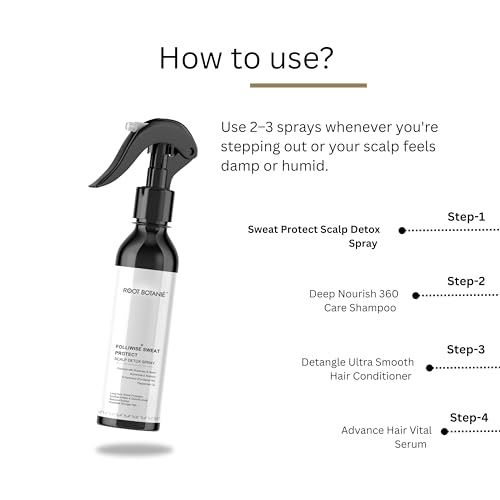 Image of FOLLIWISE Scalp Detox Hair Growth Spray | Reduces Hair Fall, Strengthens Roots & Strands | Sweat Control & Buildup Removal | Rosemary, Niacinamide, Neem & Peppermint | 100ml | All Hair Types