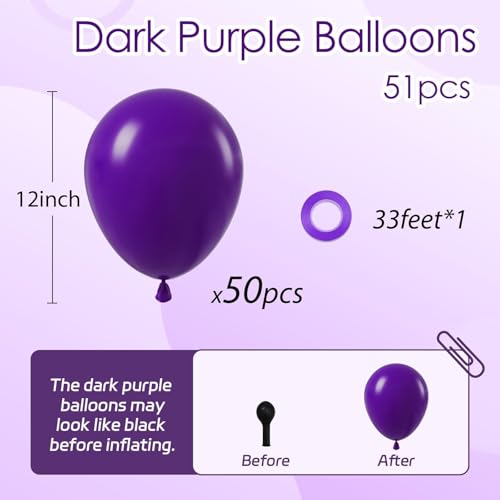 Image of Dark Purple Balloons 12 inch, Purple Latex 50pcs Party Balloons
