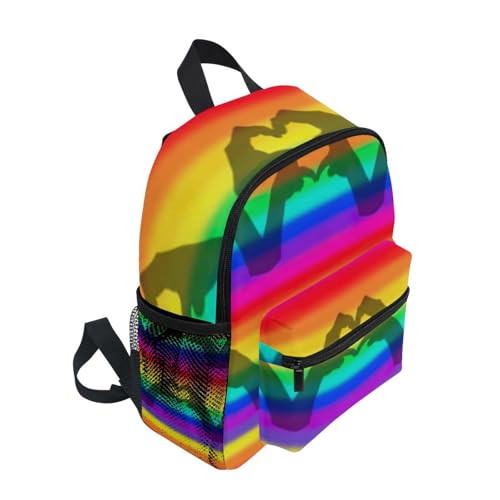 Rainbow Stripes Toddler Backpack for Girls Boys Kids School Backpacks with Name Tag Travel Book Bag, 3-8 Years2