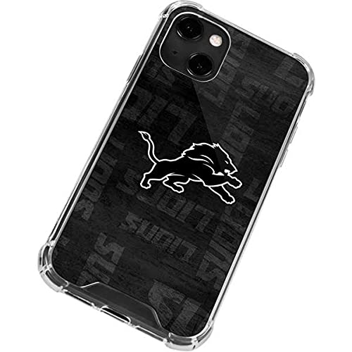 Skinit Clear Phone Case Compatible with iPhone 13 - Officially Licensed NFL Detroit Lions Black & White Design