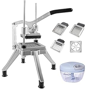 BotaBay Commercial Vegetable Fruit Chopper W/6-Wedge Slicer&1/4″&3/8″&1/2″ Blade Professional Food Dicer French Fry Cutter Onion Slicer Stainless Steel For Tomato Peppers Potato Mushroom