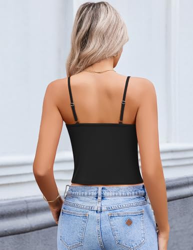 Avidlove Women's Twist Front V Neck Tank Top Spaghetti Strap Crop Tops Double Lined Camisole Summer4