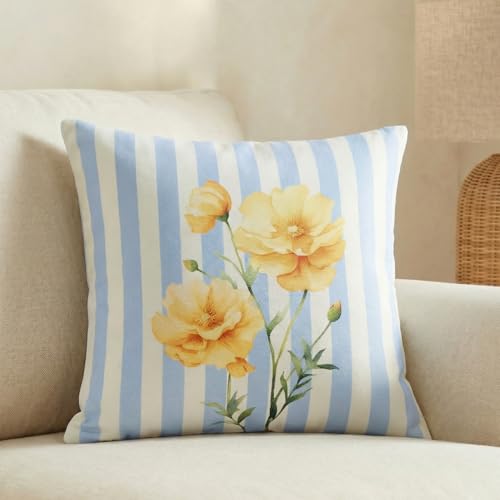 Image of haus & kinder Premium 100% Soft Cotton Digital Printed Decorative Butter Cream Cushion Covers for Sofa Living Room | Pack of 5 (16 Inch x 16 Inch)