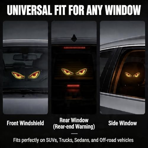 Image of Solar Car LED Atmosphere Decoration Light,High-Brightness Demon Eye Styling Lamp,Universal Fit Automotive Accent Light with Smart Light Sensor and Suction Cup Mount for SUV Truck Sedan (1, Y2)