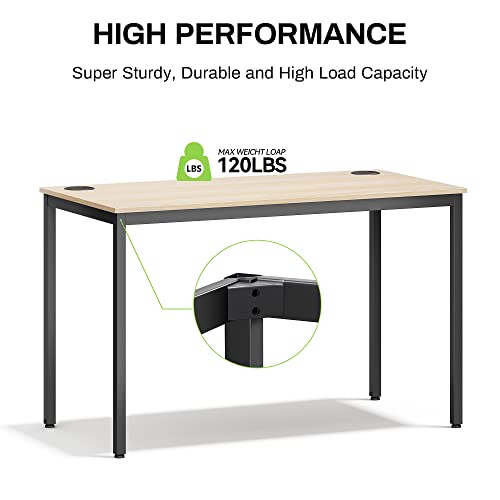 Designa 47 Inch Walnut Home Office Computer Desk, Modern Simple Sturdy Work Study Writing Pc Gaming Table For Large Spaces Adult Teens Kids Bedroom Kitchen Dinning Room Corner With Black Metal Frame #TOP6