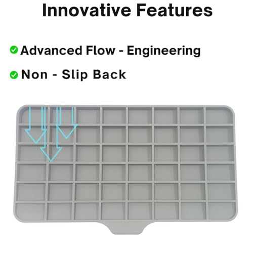 Image of HROY ilicone Kitchen Sink Mat & Organizer - Fast-Drying Faucet Drip Pad | Non-Slip Sink Tray for Soap, Sponge & Scrubber Storage (25 * 13 cm)