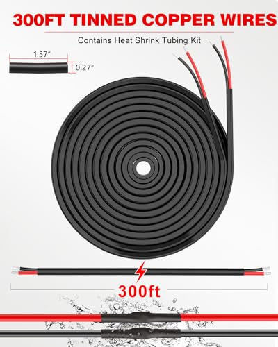NAOEVO 14 Gauge Wire 2 Conductor Electrical Wire, 14 AWG Stranded PVC Cord, 12V Low Voltage/Tinned Copper/Flexible Cable for Automotive Wiring, Lamp Cord, Marine Cable (300FT)