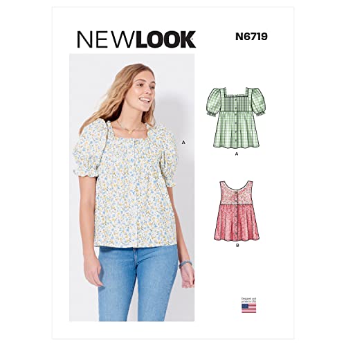 New Look Misses' Square Neck Top Sewing Pattern Kit, Code