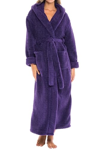 Image of Alexander Del Rossa Womens Fluffy, Fuzzy Robe for Women,Women's Long Hooded Robes, Plus Size