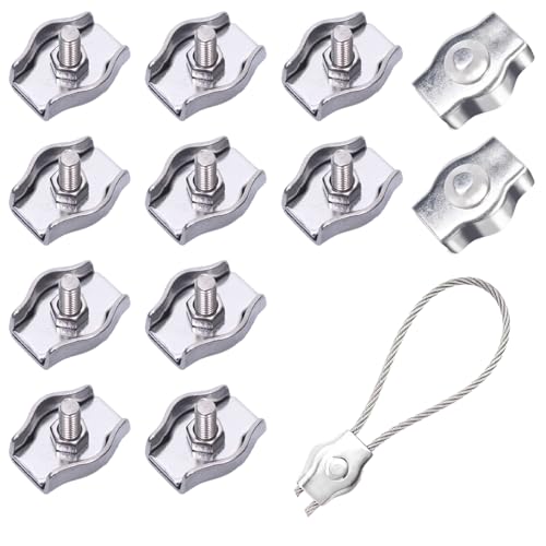 12x M3 Drahtseilklemmen – 304 Edelstahl, Für 3mm Seile, Einfach Zu Montieren, Silber