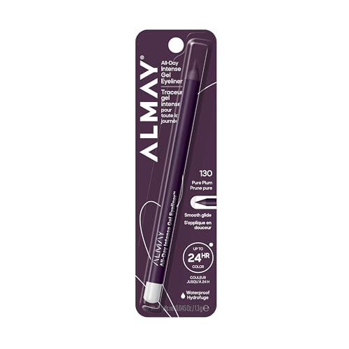 Almay All-Day Intense Gel Eyeliner Bold Longwear Eye Makeup, Hypoallergenic, 130 Pure Plum, 0.045 oz