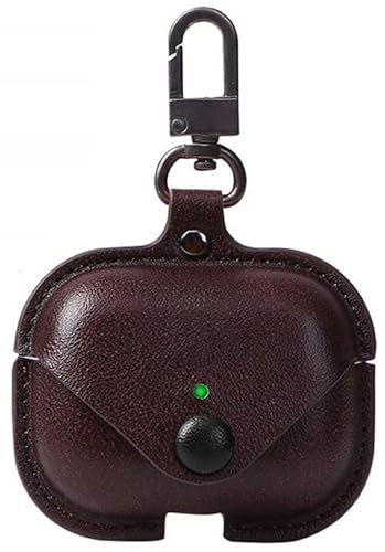 Image of PEFKO PSS121 AirPods Pro Soft Silicone Protective Case 3D Design Shockproof Case Cover with Anti-Lost Metal Keyring Compatible for Apple AirPods Pro (Dark Brown [ Leather ])