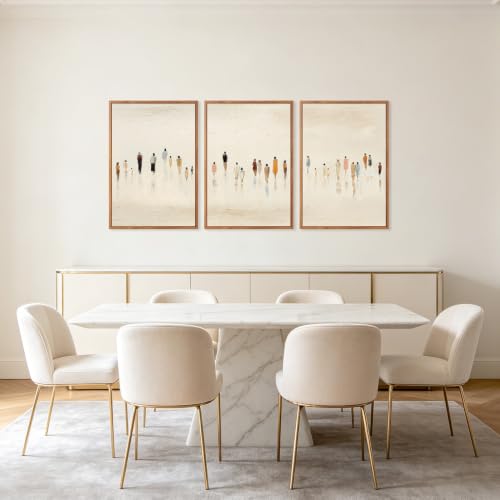 Image of CHDITB 3D Textured Crowd Figure Wall Art,Neutral Silhouette People Decor